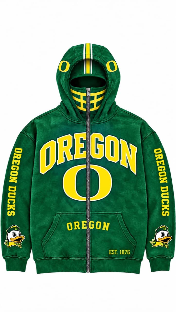Oregon zip-front hoodie with helmet-style hood